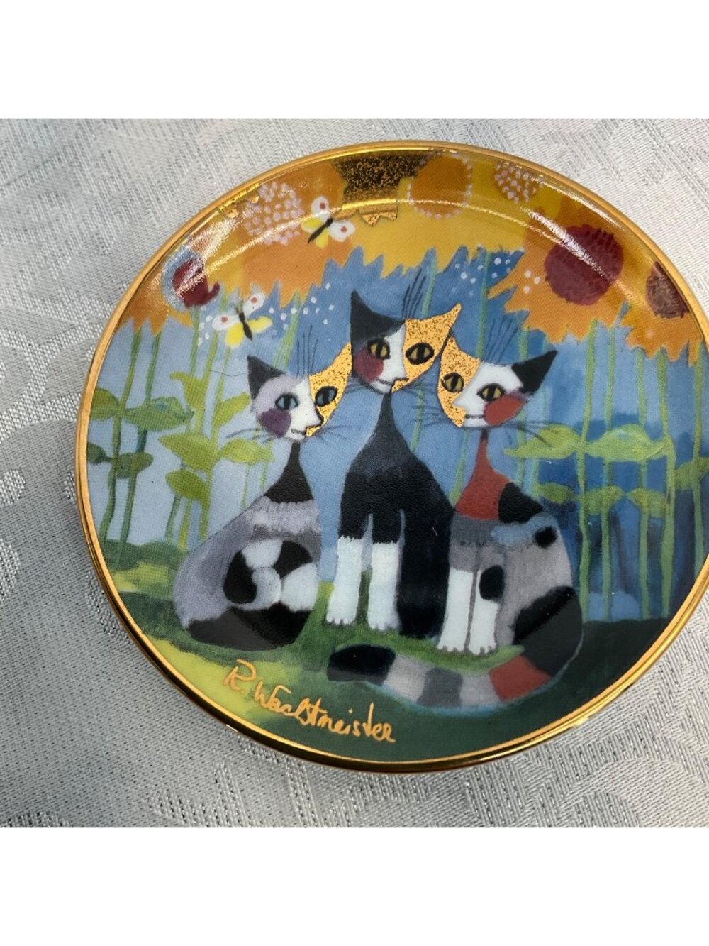 Goebel R. Wachtmeister Collector Plate - Tre Gatti E Girasole Cats & Sunflowers